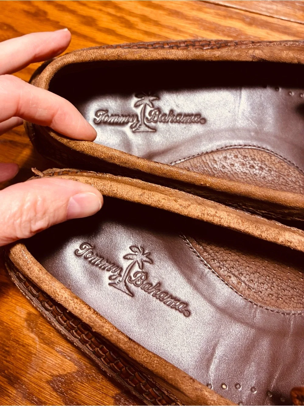 Y2K VTG Tommy Bahama Woven Leather Driver Loafers Brown Men’s Size 8